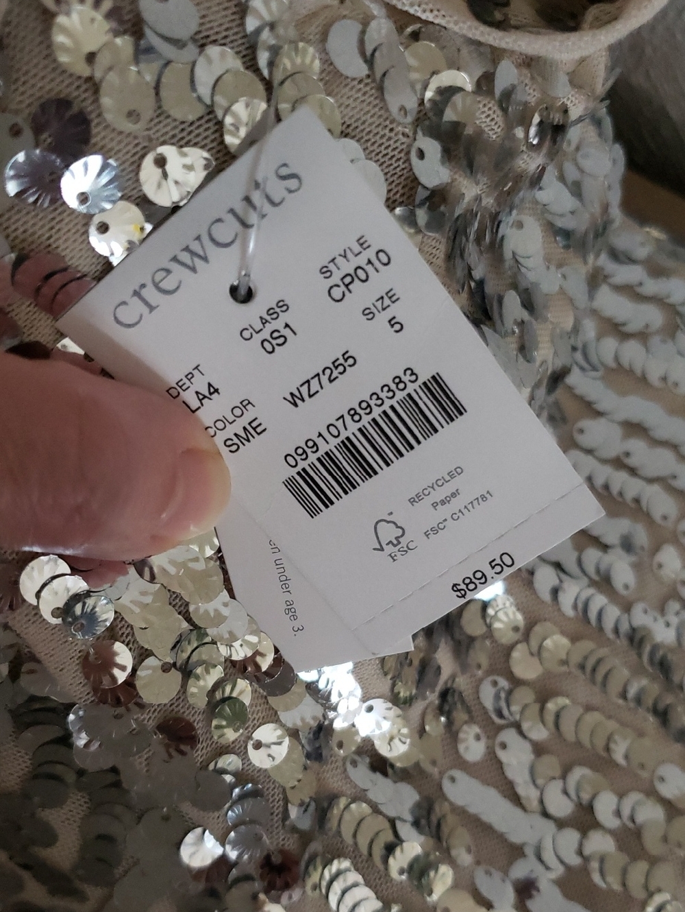 NWT J. Crew Girls Short Sleeve Silver Sequins Shift Dress, Size 5 - Picture 12 of 12